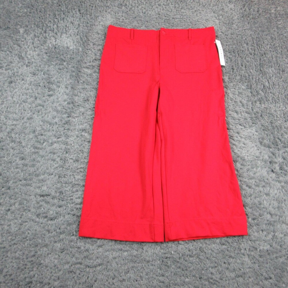 Tribal Pants Womens 16 Red Cropped Wide Leg High Rise Ponte Zip 38x23.5* NWT